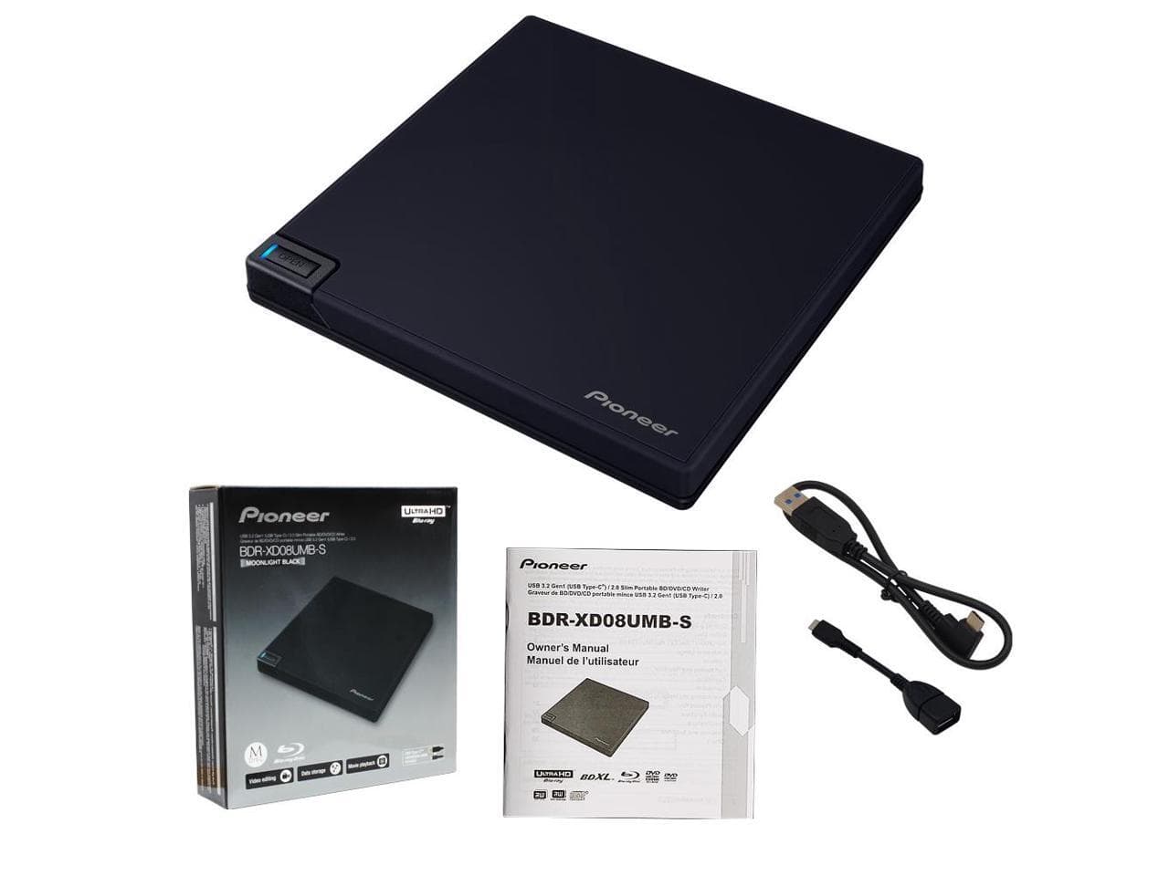 Pioneer BDR-XD08UMB-S Portable 6X Ultra HD 4K Blu-ray Burner External ...