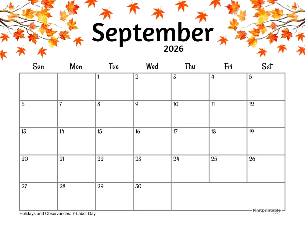 September 2026 Calendars | 40 Free Printable PDF