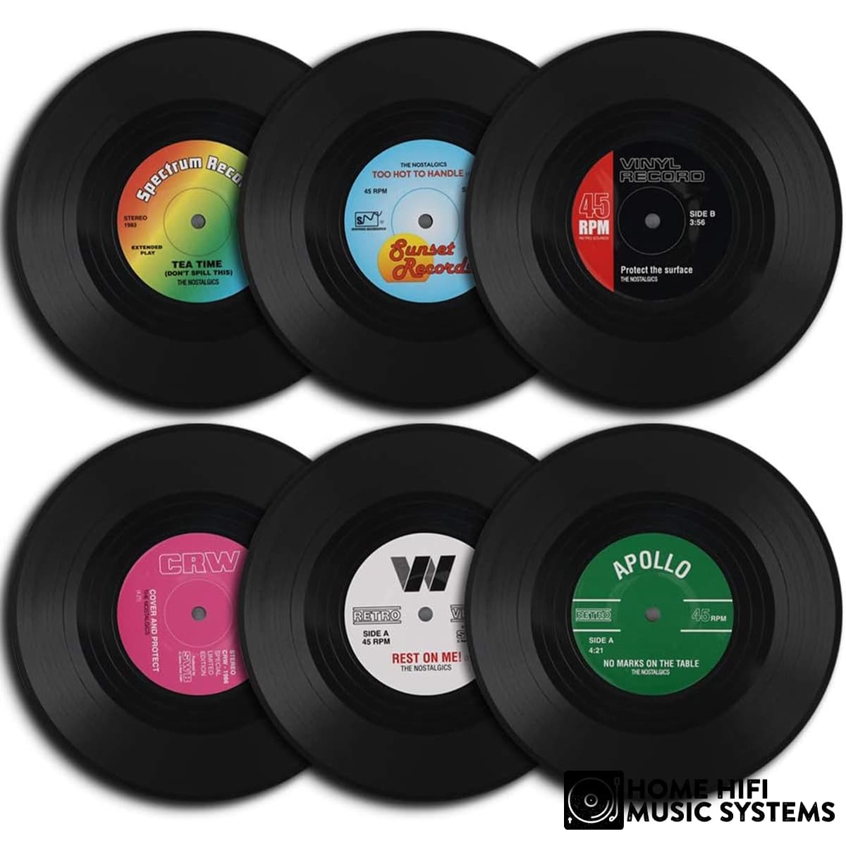 Retro Vinyl Record Coasters – Set of 6 for Music Lovers