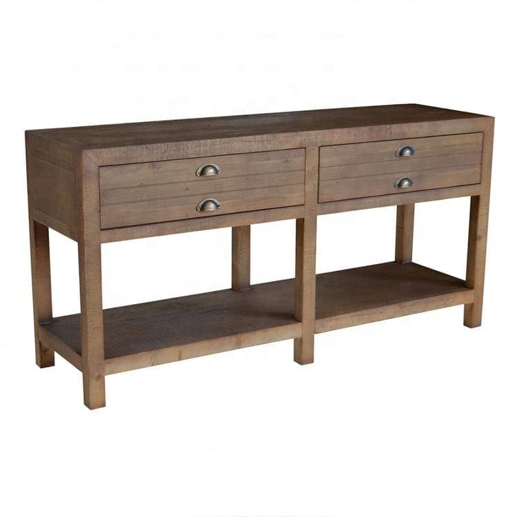 Wood Rustic Storage Console Table With Drawers - Hoolnn