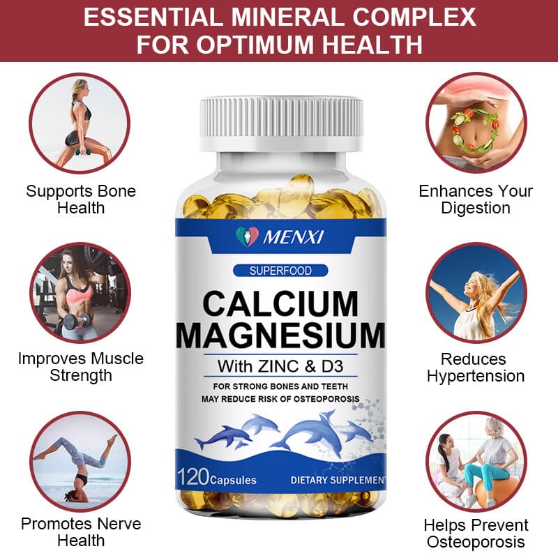 New/60 Caps Calcium Magnesium Zinc&Vitamin D3 For Bone Health ...