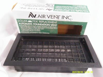 Air Vent Inc RABR Black Solar Tek Replacement Automatic Foundation Vent ...
