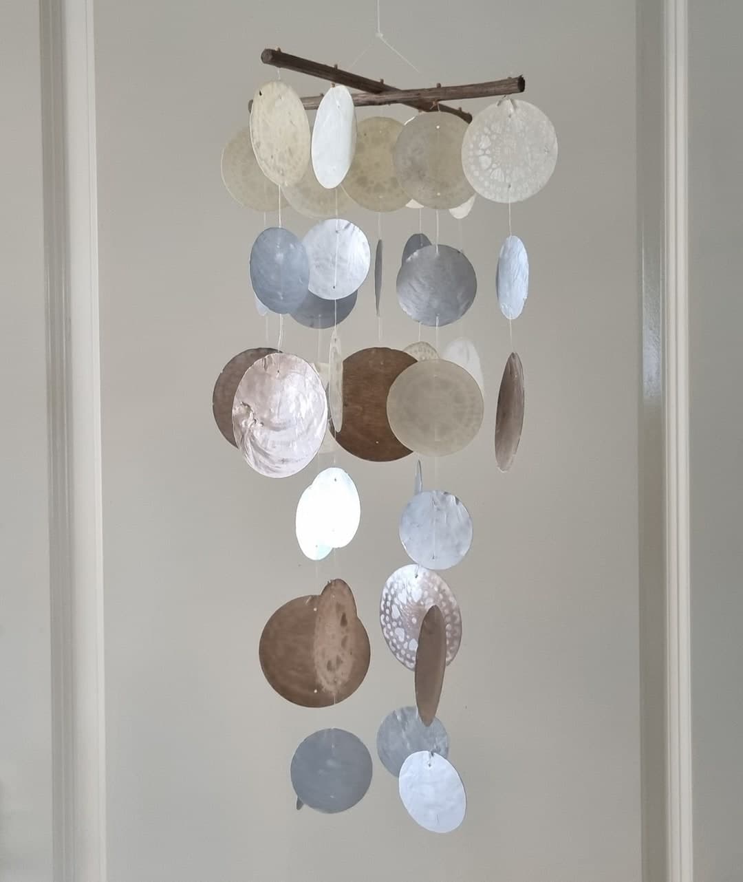 Capiz Shell Wind Chime, Capiz Wall Decor, Coastal Wall Decor, Capiz ...