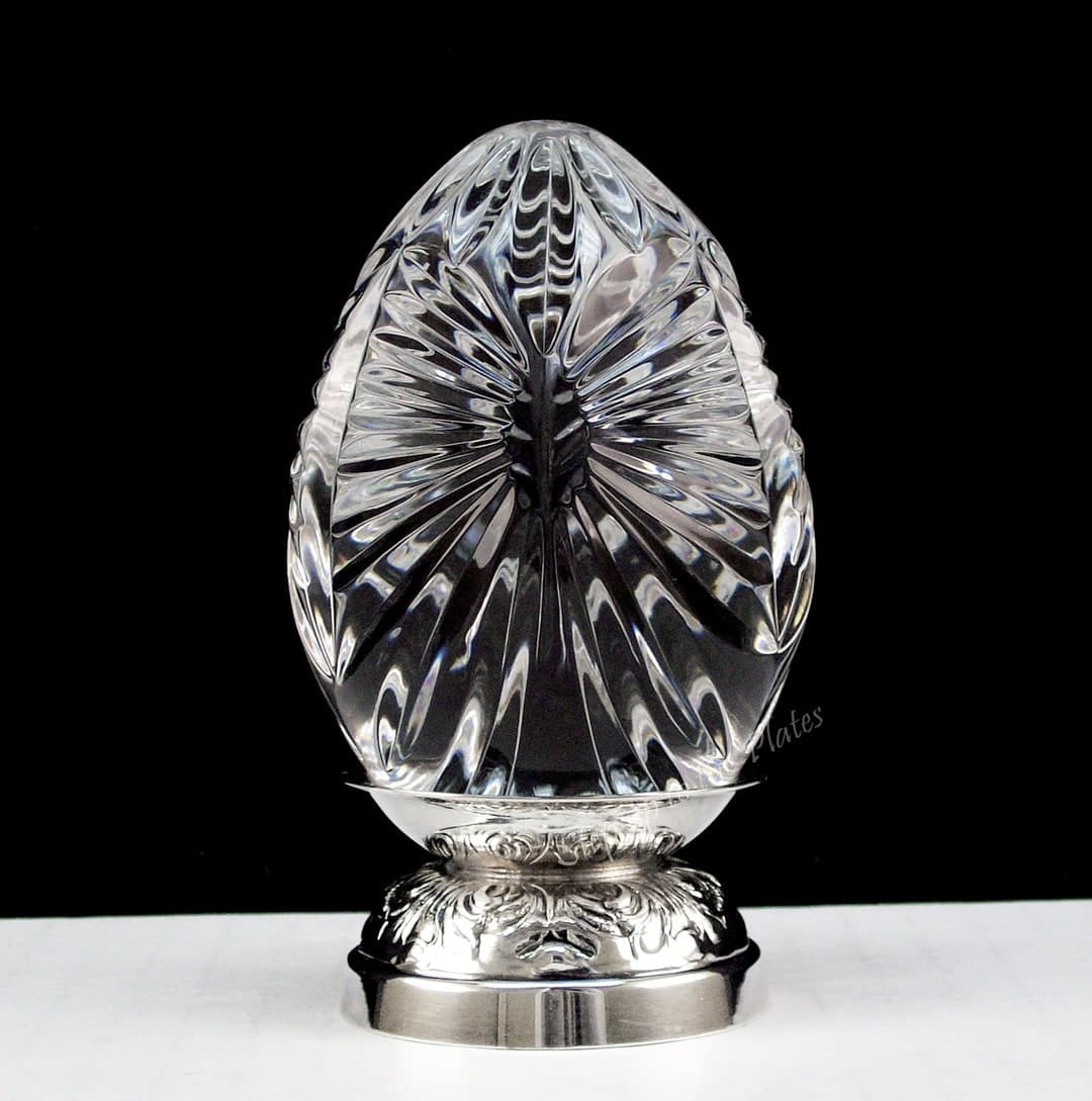 Waterford Crystal Annual EGG on Repousse Silver Stand 1996 7th Edition ...