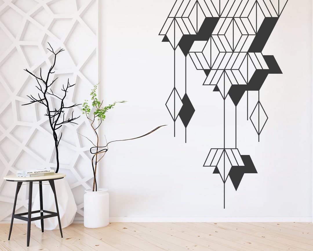 Geometric Wall Decal: Abstract Art Stickers, Home Office Decor - Etsy
