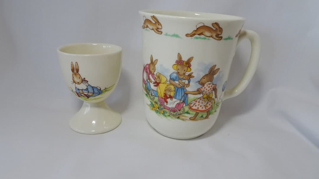 Bunnykins Egg Cup and Handled Beaker. Royal Doulton, Made in England - Etsy