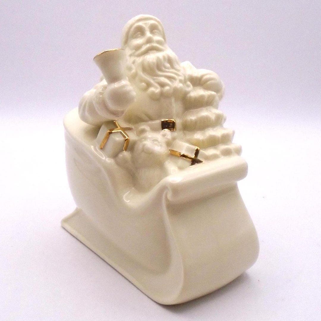 Vintage Lenox Porcelain Santa Riding in Sleigh, Christmas Figurine With ...