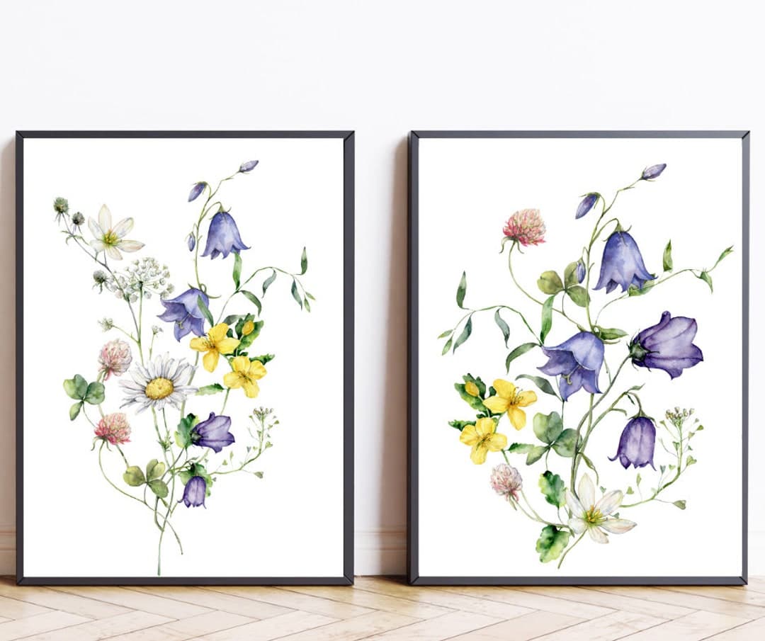 Spring Prints Set Spring Printable Wall Art Wildflower Print Spring ...