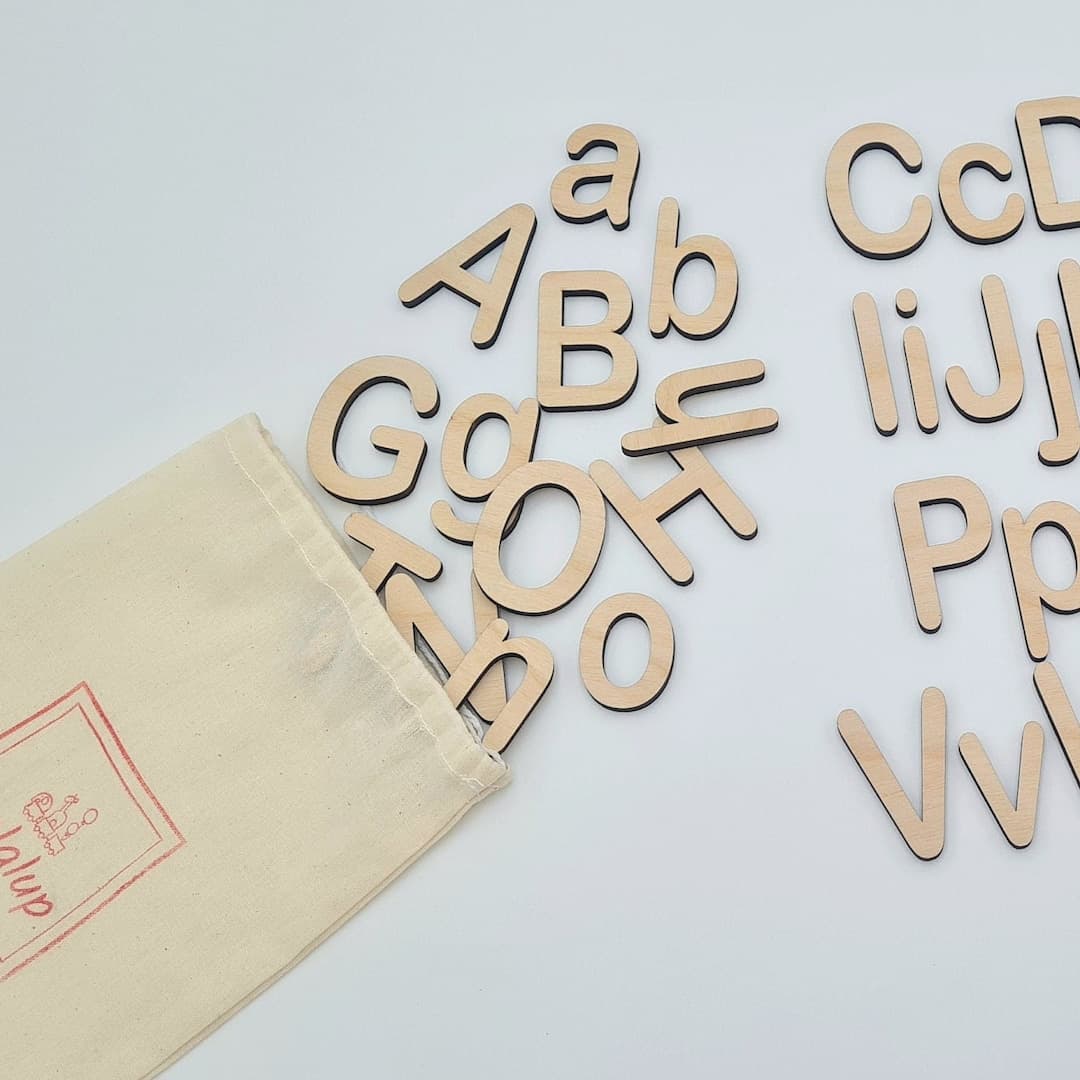 Wooden Alphabet Set Birch Wood Letters A-Z & Movable Alphabet DIY ...