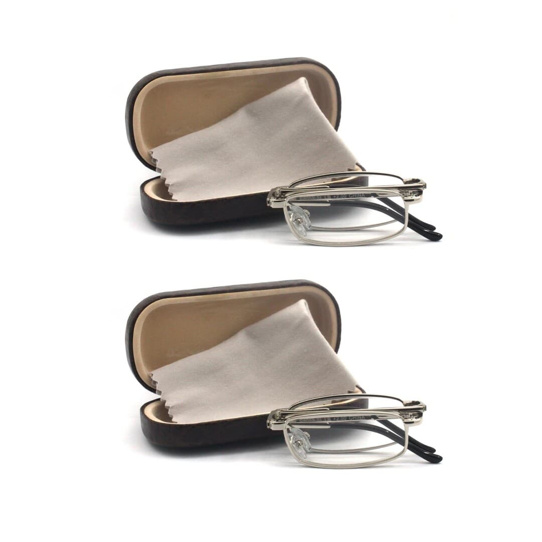 Folding Reading Glasses 2-pack: Compact Metal Frame With Case - Etsy