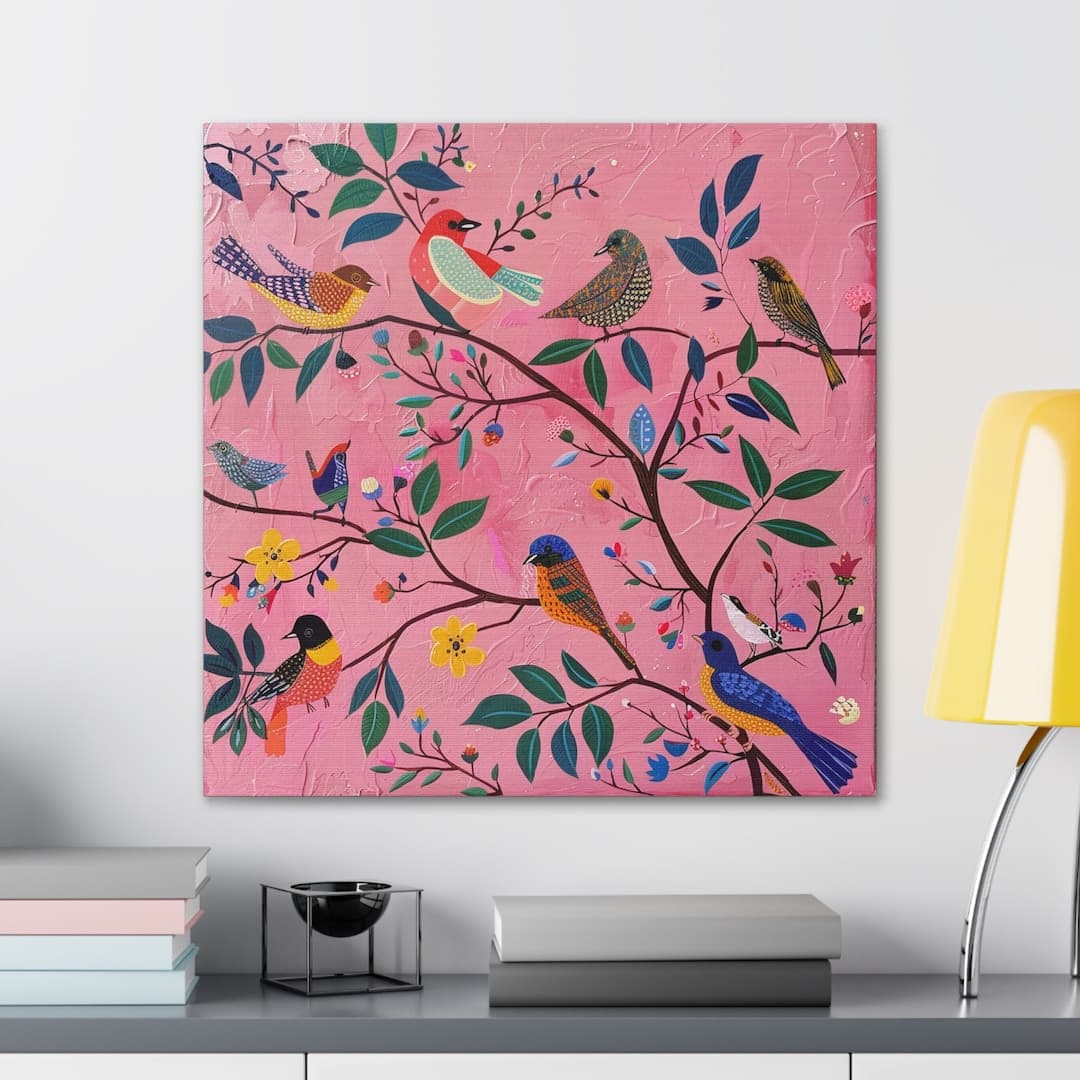 Colorful Birds Canvas Print: Whimsical Nature Wall Art - Etsy