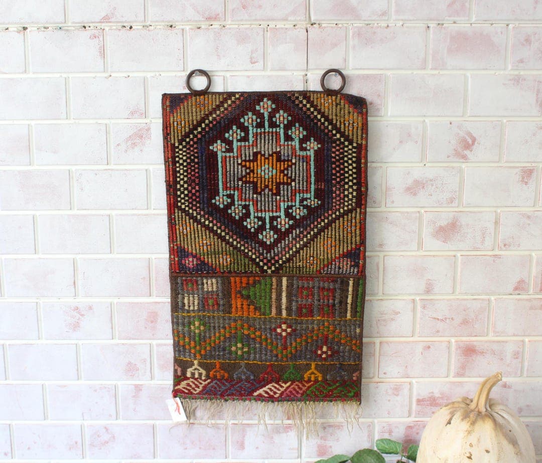 Kilim Wall Hanging, Bohemian Wall Rug , Ethnic Wall Accessory ...