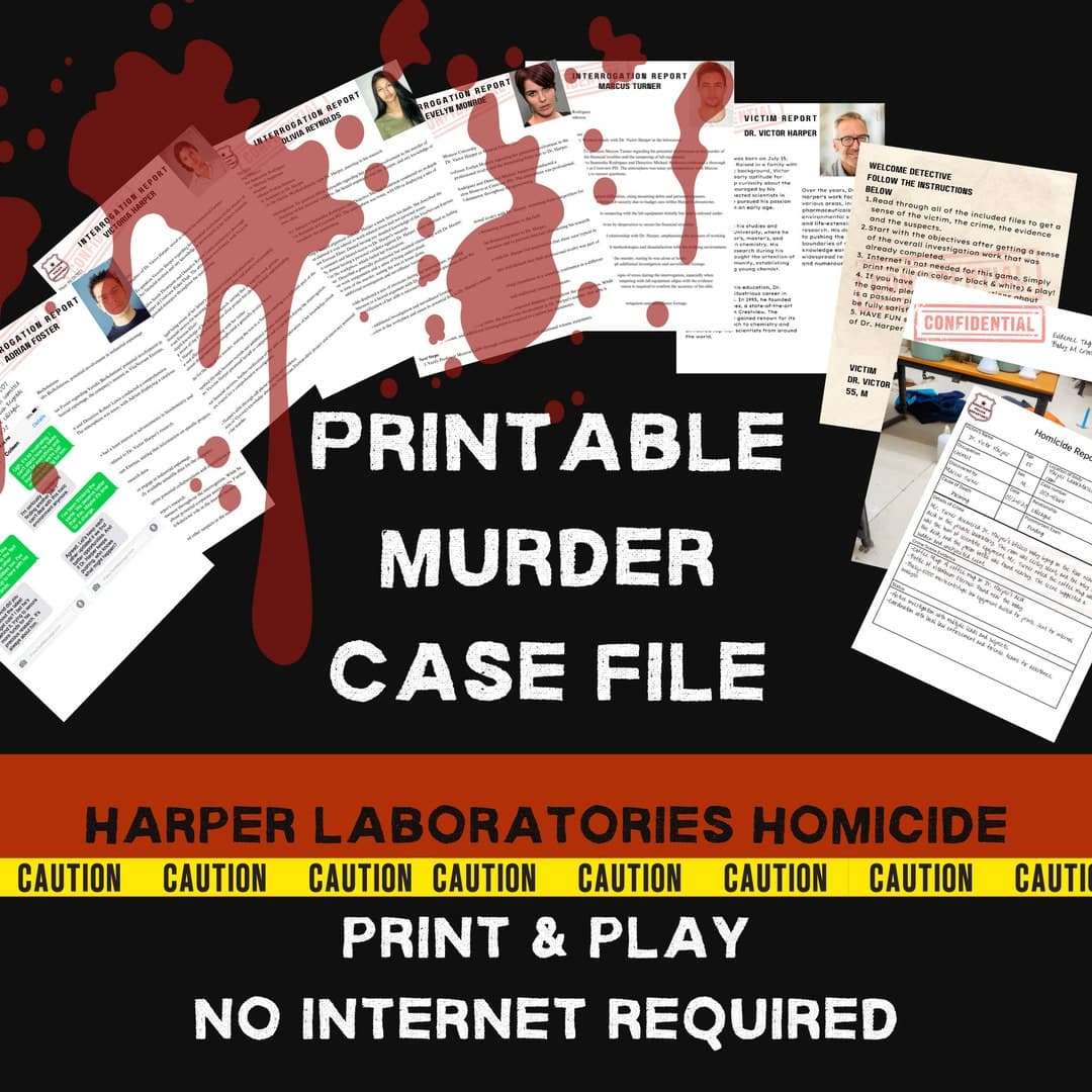 Printable Murder Mystery Case File | Mystery Date Night | Detective ...