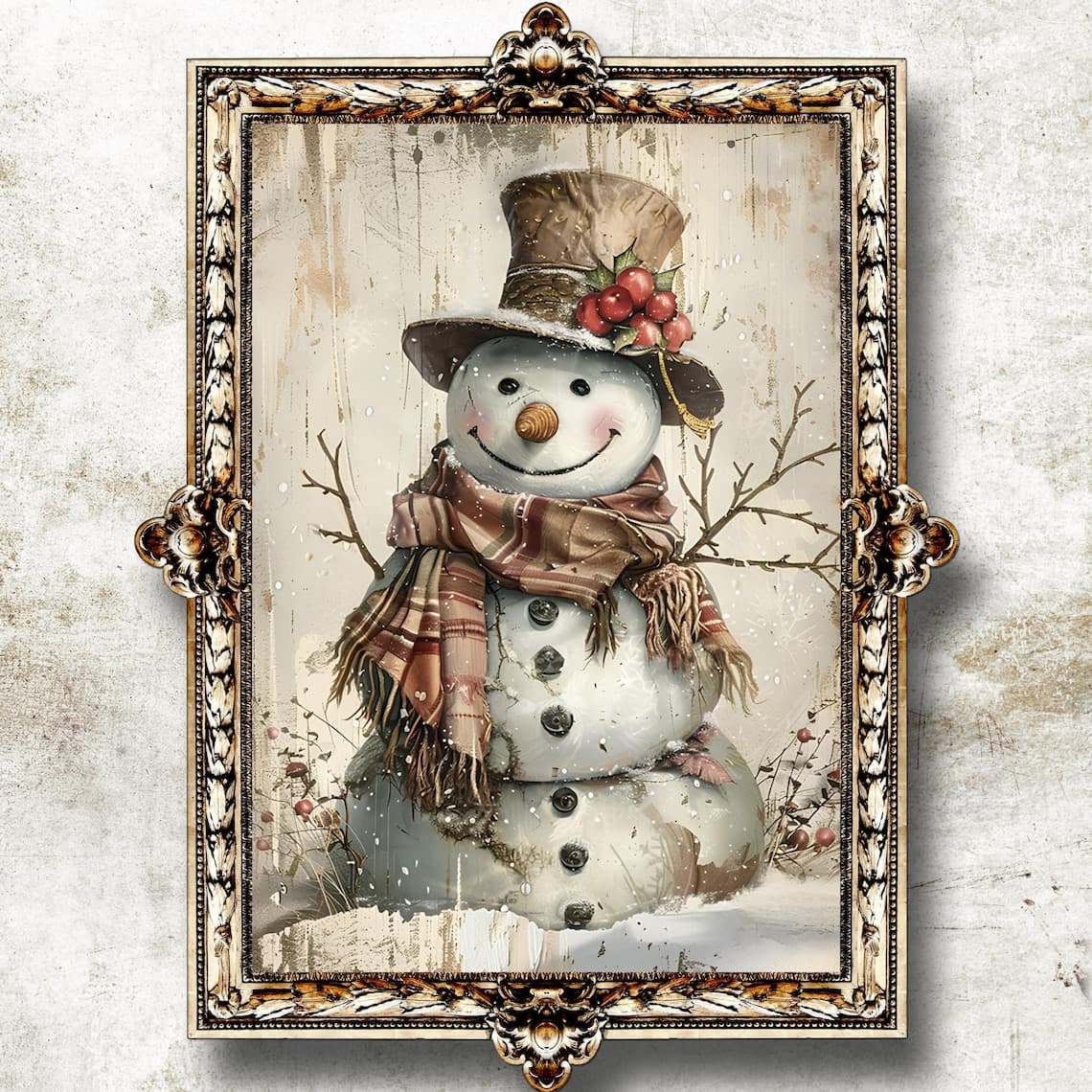 Vintage Snowman Print | Snowman Printable Wall Art | Winter Printable ...