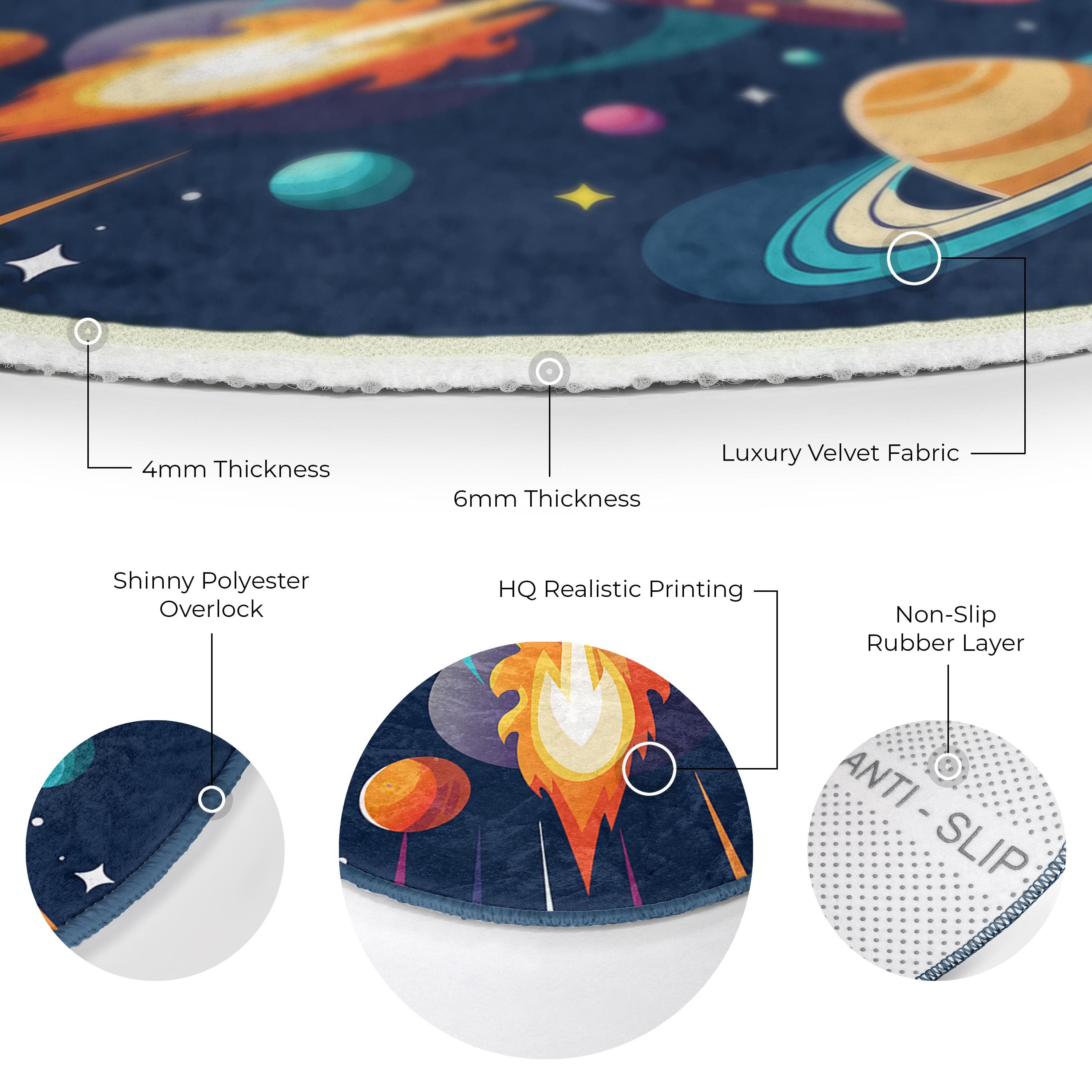 Astronaut Adventure Rug Rocket Galaxy Nursery Carpet Space Exploration ...
