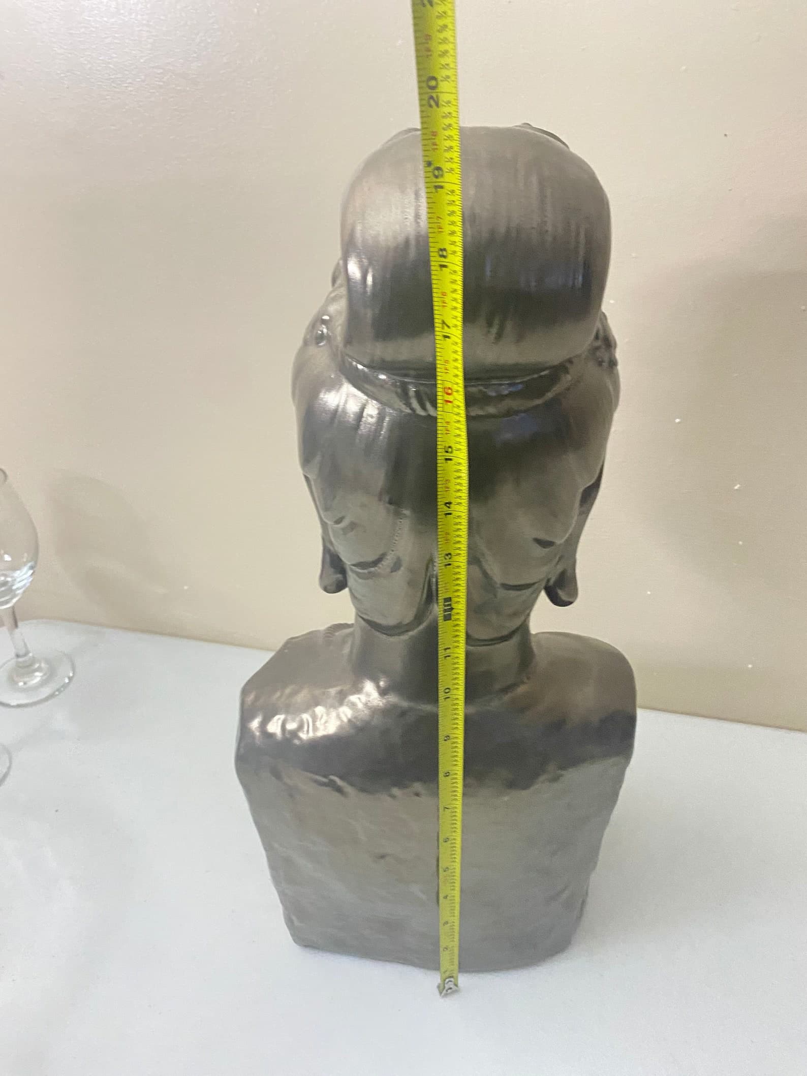 Large Pewter Gray Ceramic Buddha Bust Statue 19.5x9x6 In - Etsy
