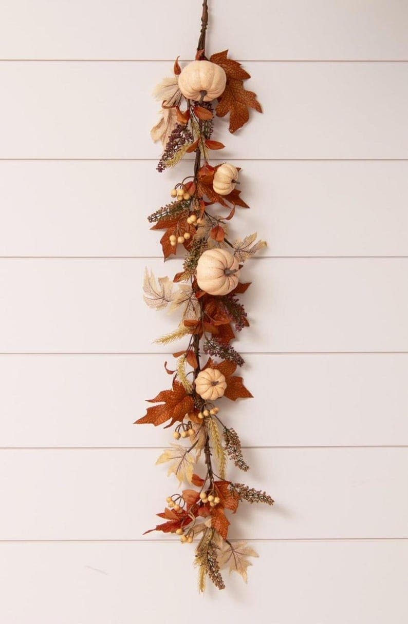 Fall Leaf Foliage Garland, Fall Pumpkin and Leaf Foliage Garland - Etsy