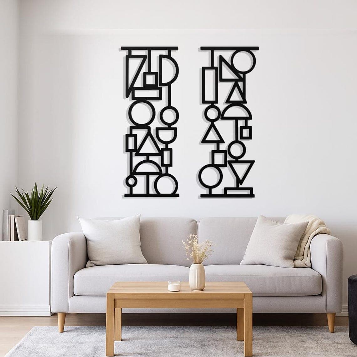 Geometric Metal Wall Art – Modern Abstract Wall Decor Set of 2 ...