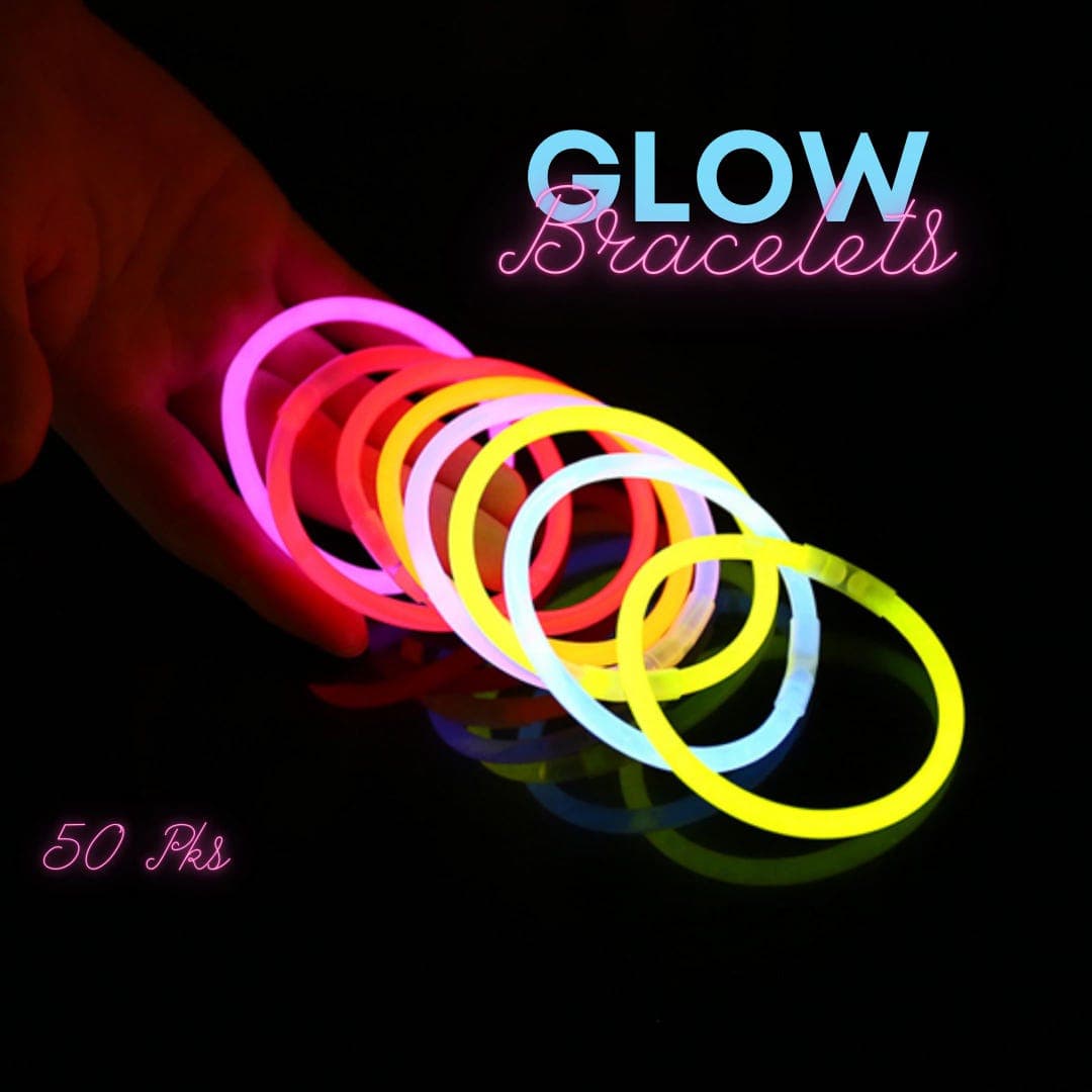 Glow Stick Bracelets, 50 Pack 8 Glow Stick Bracelets, Neon Glow in the ...