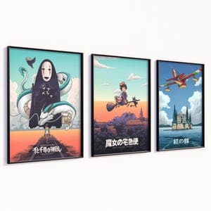 Studio Ghibli, SET of 3 Canvas / Art Print / Framed Wall Art, Anime Art ...