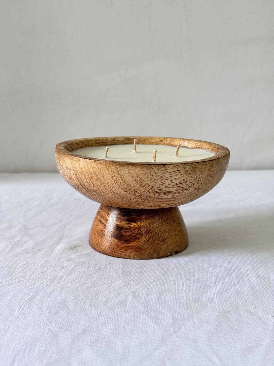 Rustic Wooden Bowl Candle – Multi-wick Soy Candle Centerpiece – Hand ...