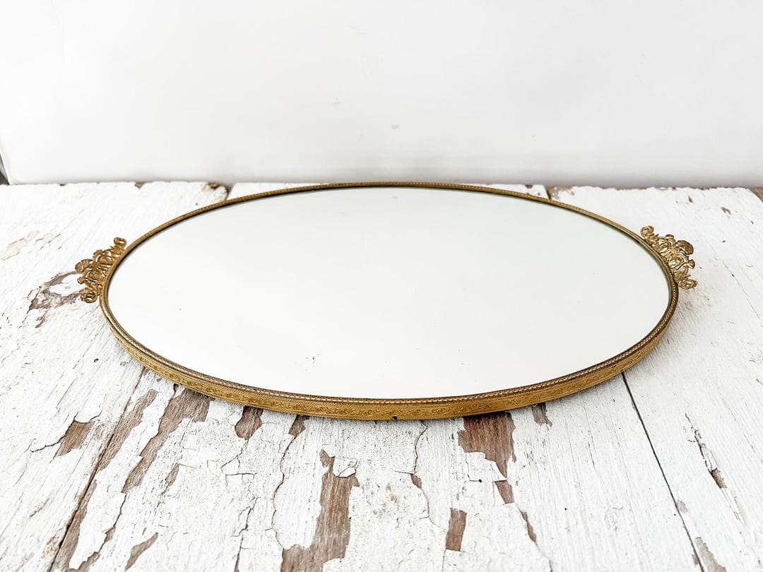 Vintage Antique Gold Mirrored Tray - Victorian Style Decorative Vanity ...