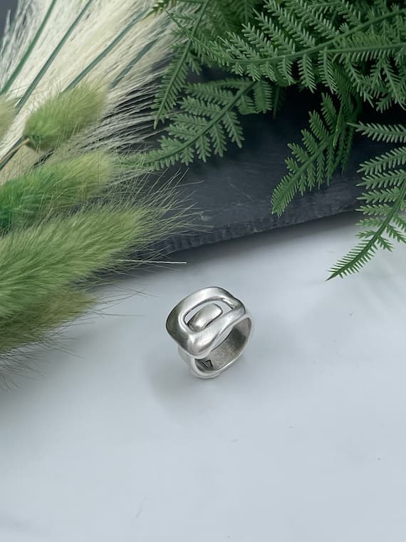 Anillo ajustable de rock moderno de plata, anillo de cinturón ...