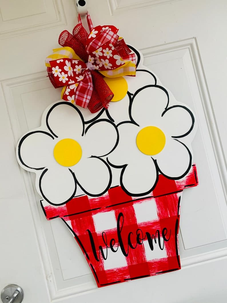 Spring Flower Door Hanger Summer Flower Door Hanger Spring - Etsy