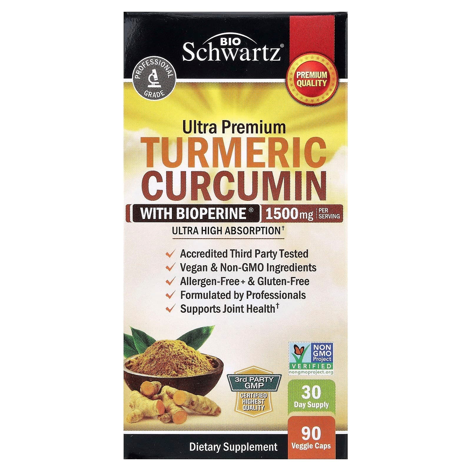 BioSchwartz, Ultra Premium Turmeric Curcumin with Bioperine®, 90 Veggie ...