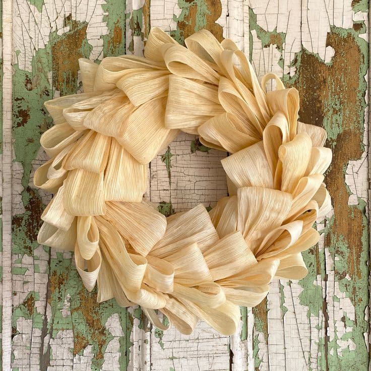 Curled Cornhusk Wreath | Wreaths, Corn husk, Door wreath hanger