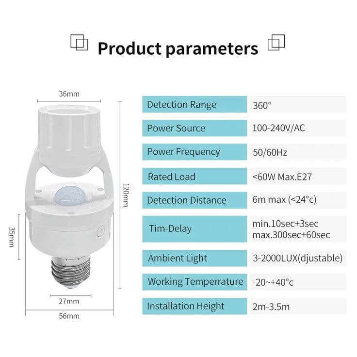 Motion-Activated Adjustable Smart Light Socket | Motion sensor, Smart ...