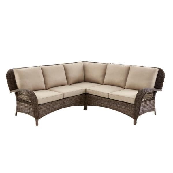 Hampton Bay Beacon Park 3-Piece Brown Wicker Outdoor Patio Sectional ...