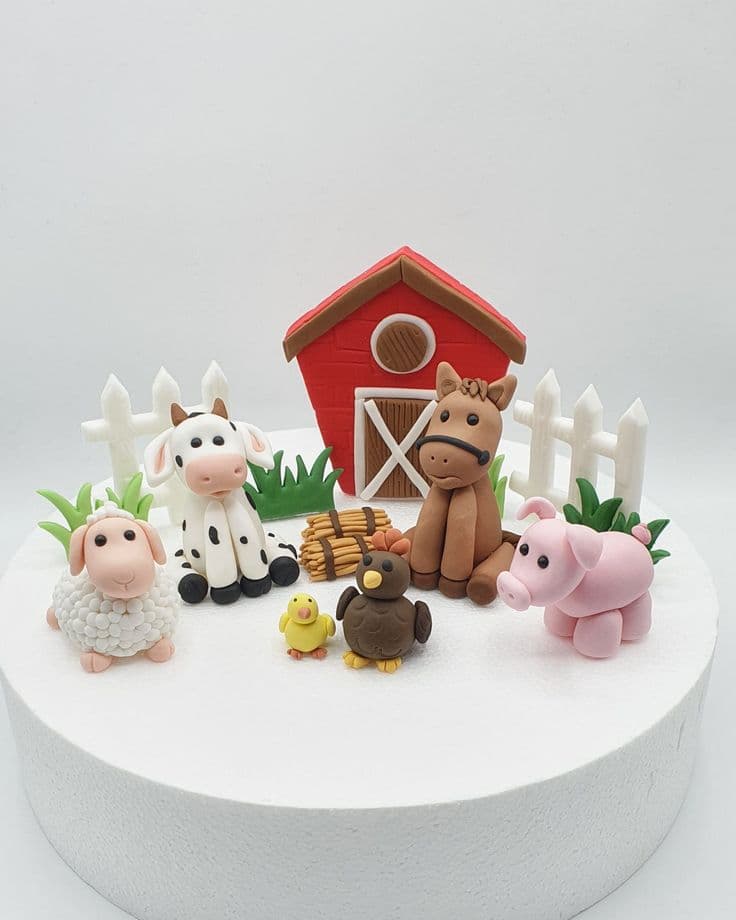 Farm Animals Edible Fondant Cake Toppers - Etsy UK | Farm animal cakes ...