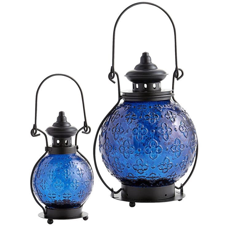 Medallion Glass Lanterns - Blue | Pier 1 Imports | Indoor patio ...