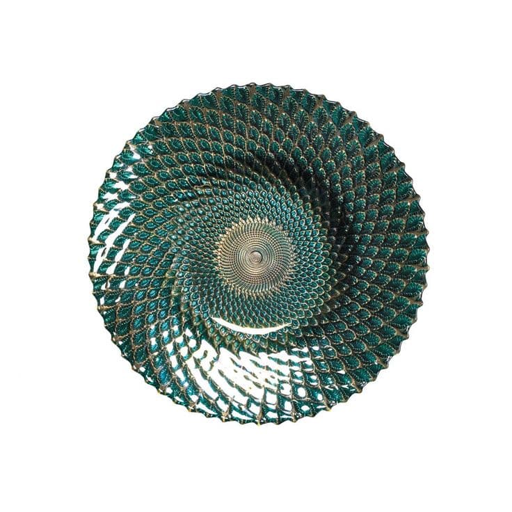 Iridescent Decorative Glass Bowl Plate Dish Table Decor, 9" Diameter # ...
