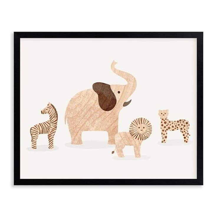 Minted® Wooden Safari Animals Framed Art by Dani Lugato