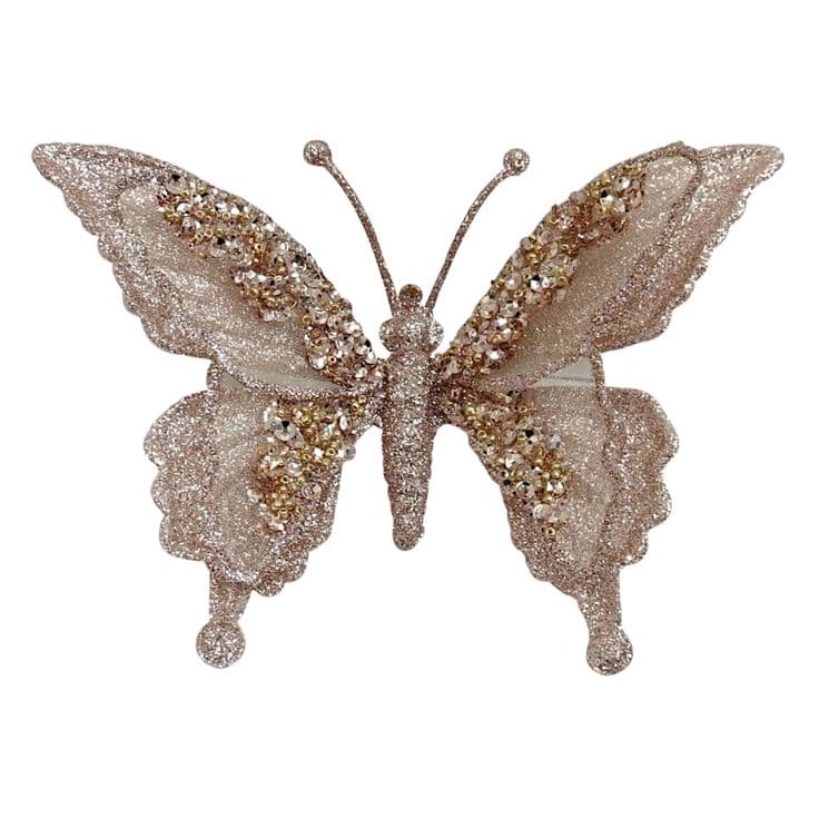 Holiday Romance Blue Glittered Butterfly Clip Ornament, 6.9" | Holiday ...