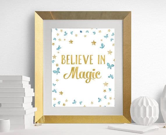 Believe in Magic, 8x10 Printable Art - Nursery Wall Art - Fairy - Stars ...