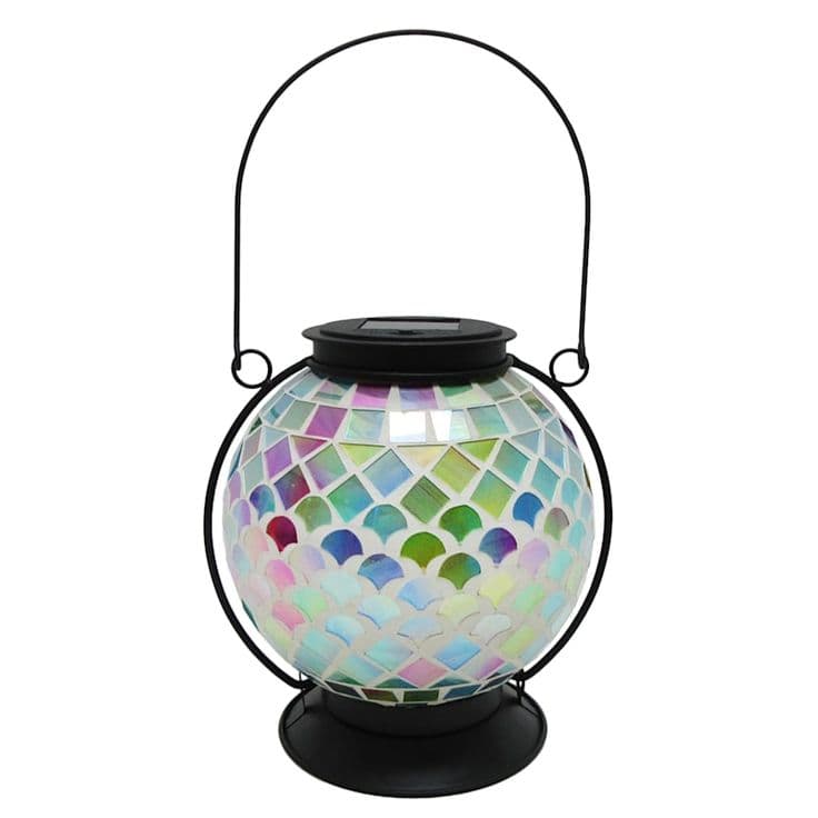 Iridescent Mosaic Glass Solar Ball Lantern, 8" | Iridescent mosaic ...