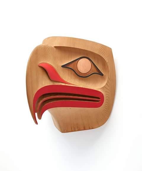 "eagle mask"..red cedar..paint...ben davidson...haida artist..carver ...
