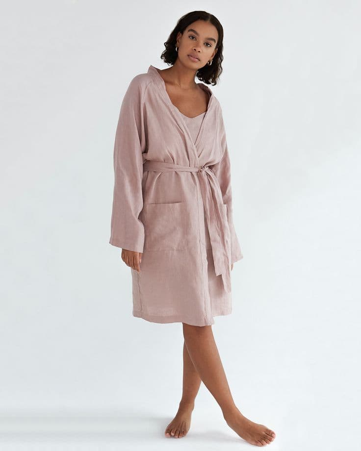 100% French Flax Linen Classic Robe in Lavender – Bed Threads in 2024 ...
