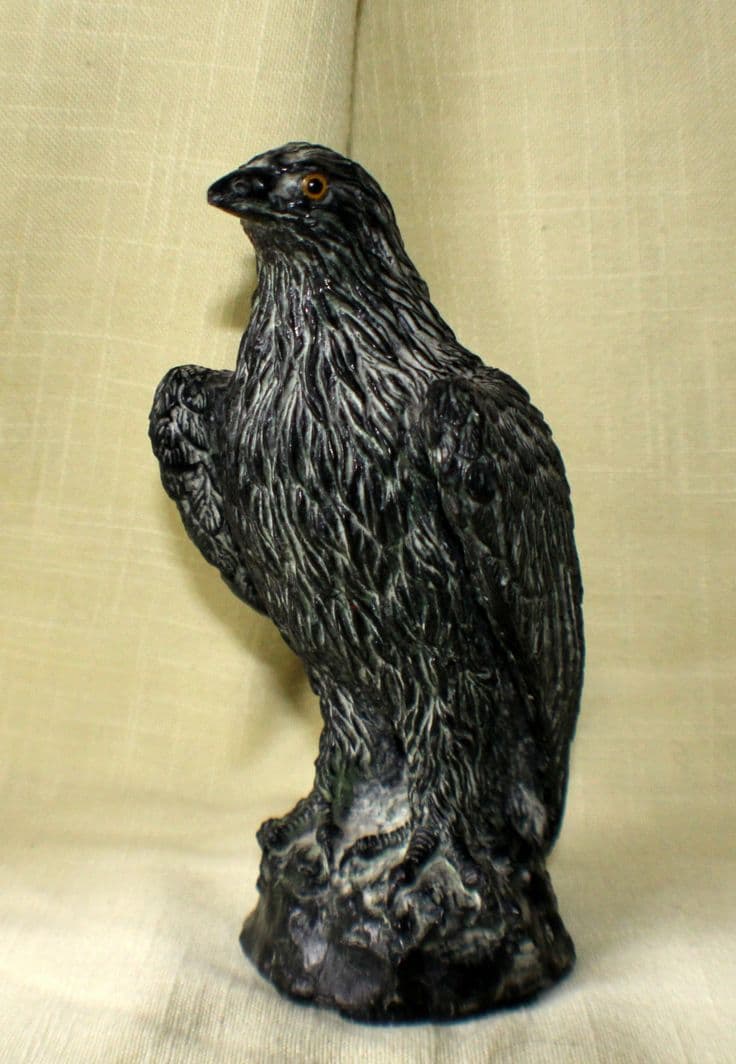 Large Carved Soapstone Eagle Hawk Bird Highly Detailed Feathers