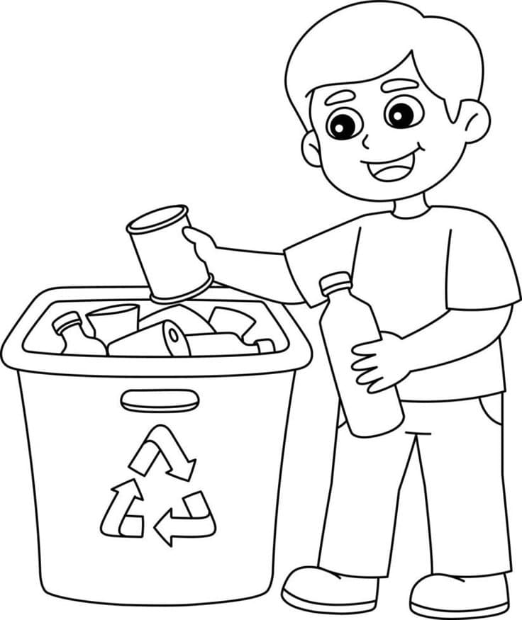 Download Boy Recycling Isolated Coloring Page for Kids for free ...