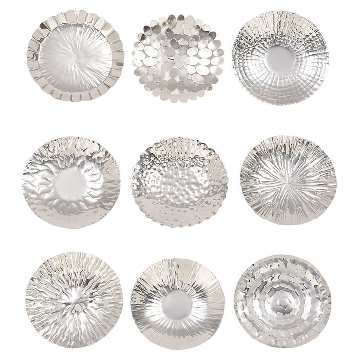 DecMode 16 diam. in. Patterned Silver Stainless Steel Wall Platter ...