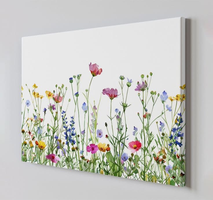 Colourful Wildflowers Canvas Print, Floral Wall Art, Elegant Home Decor ...