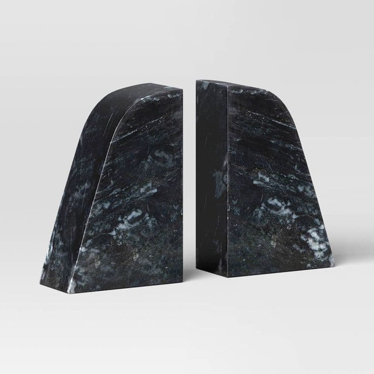 2pc Marble Bookends Black - Threshold™: Elegant Support for Tabletop ...