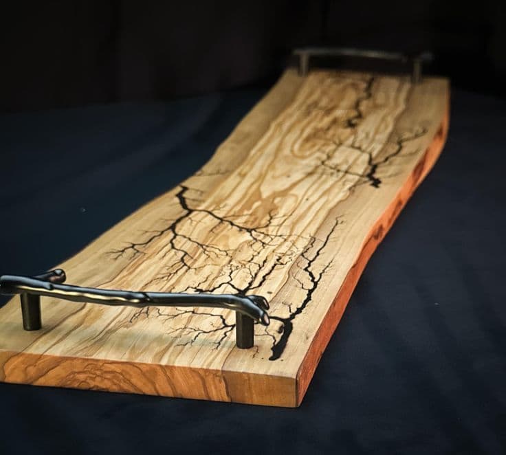 Live Edge Olive Wood Tray Board W/ Fractal Burning / Epoxy Inlay ...