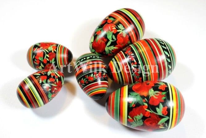 Hand-painted Wooden Easter Eggs | Traditional Folk Design