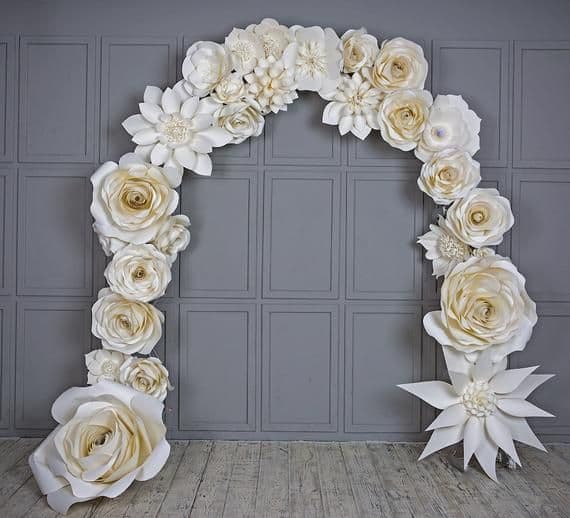Wedding Arch Paper Flowers of Various Shapes, Wedding Venue Decoration ...