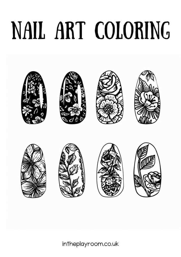 Free Nail Art Coloring Pages for Kids